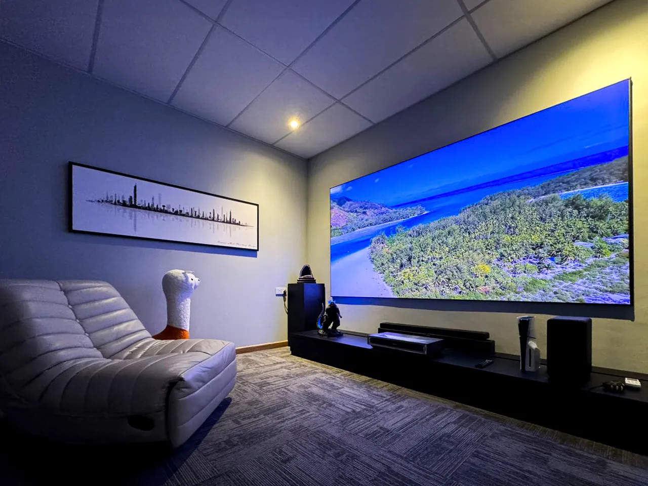 Inside the Cinetech showroom featuring a luxury home theatre setup